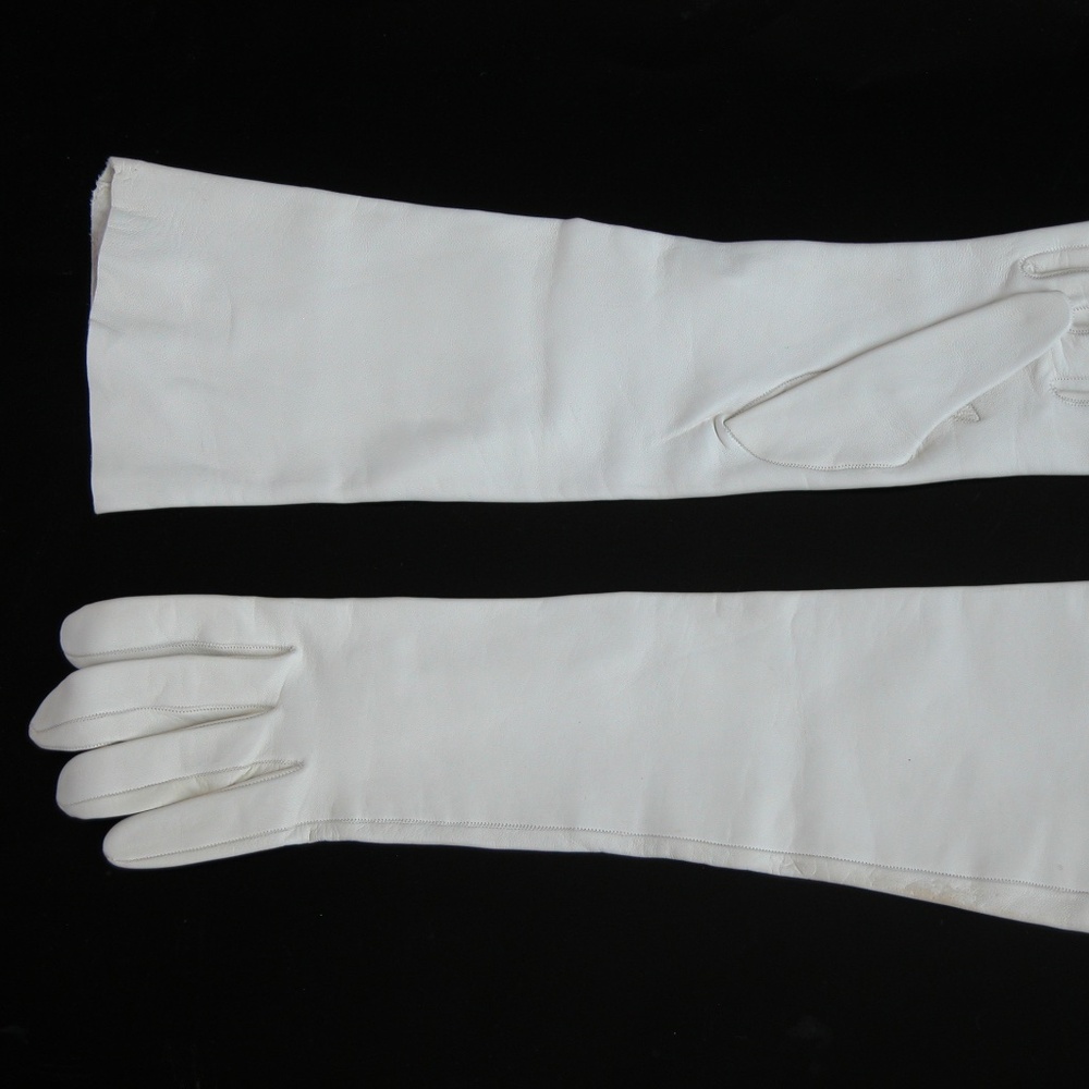 Buttery Soft Leather Vintage Gloves Off White Sz 7 - Picture 5 of 7